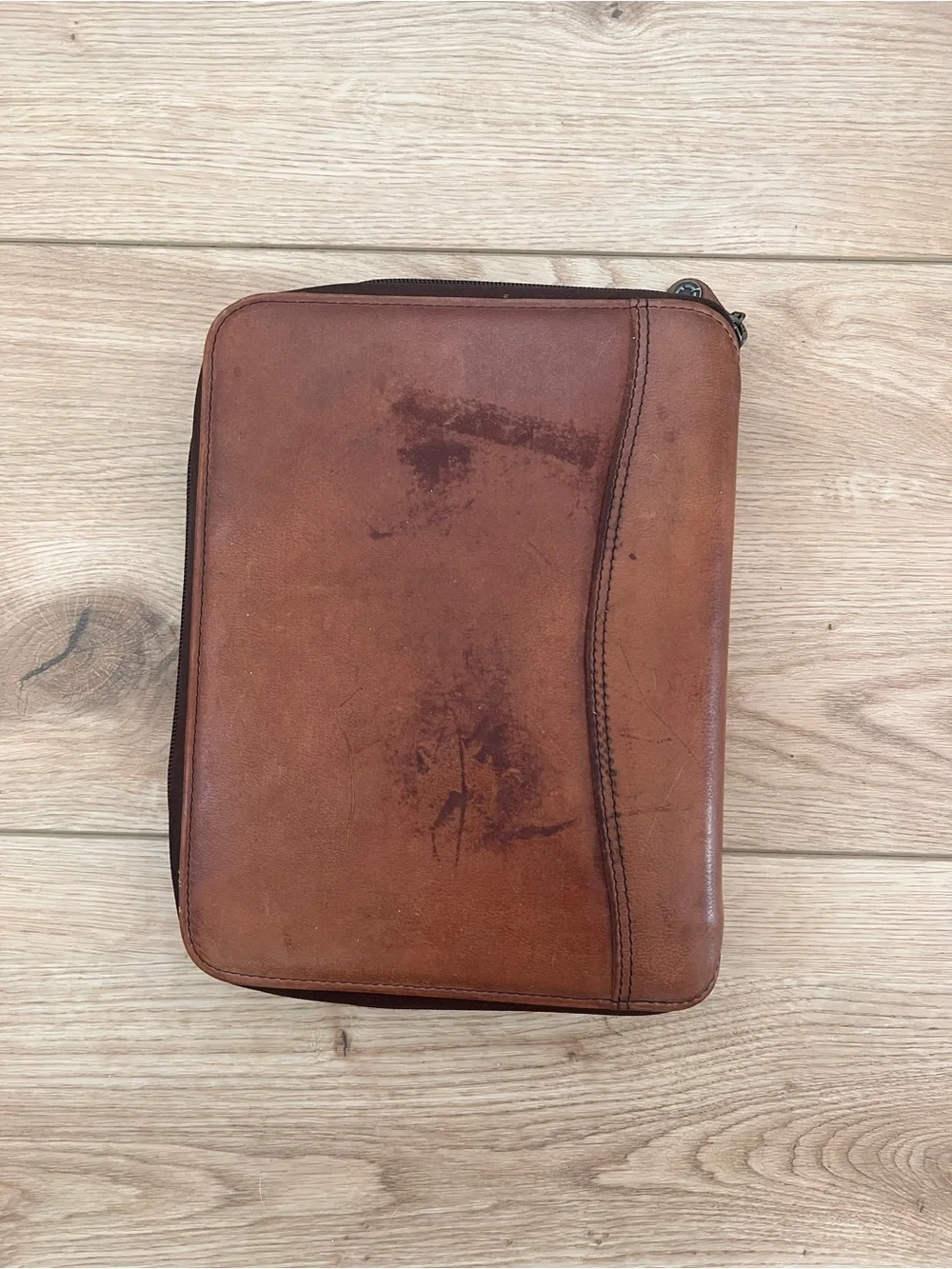 Franklin Covey Leather Zip Folio Organizer - Brown